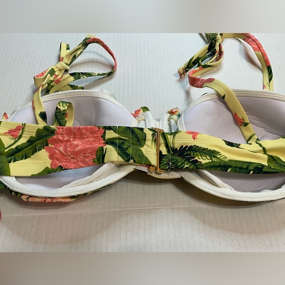 Women’s Agua Bendita Bandeau Bikini Top with Straps NWT Floral Pink and Yellow - Picture 6 of 6